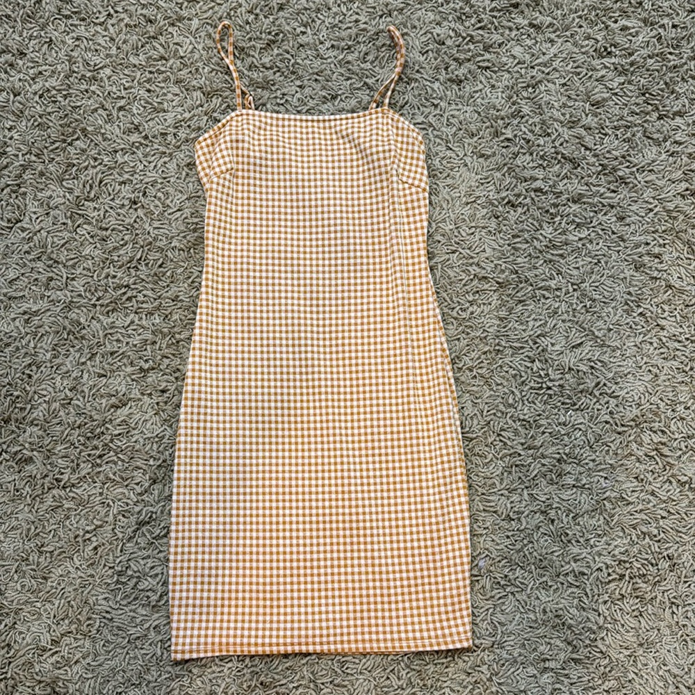 Yellow plaid mini dress